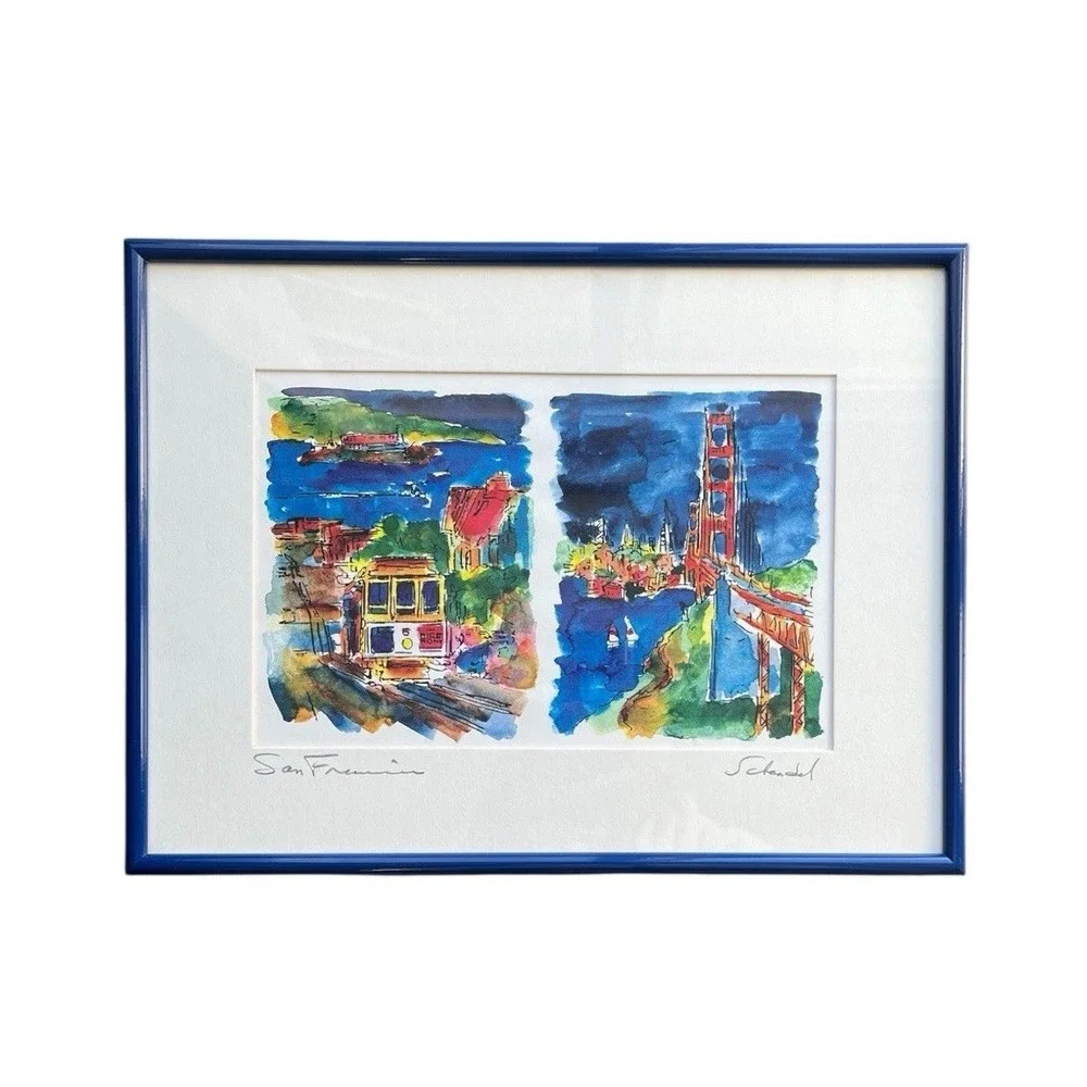 Jerry Schendel Artist CA Framed/Matted Watercolor San Francisco Signed - Picture 1 of 11